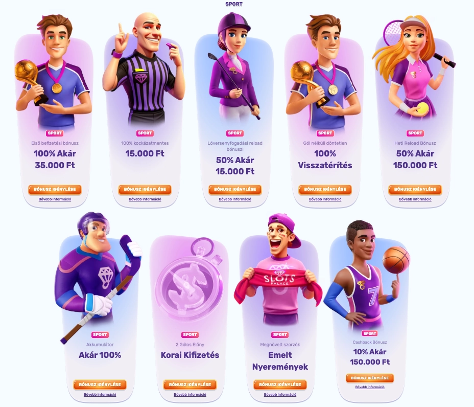 SlotsPalace Casino – Sport bónuszok és jutalmak játékosoknak
